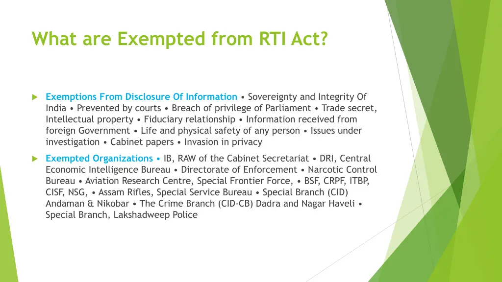 what are exempted from rti act