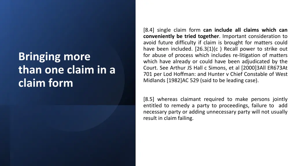 8 4 single claim form can include all claims