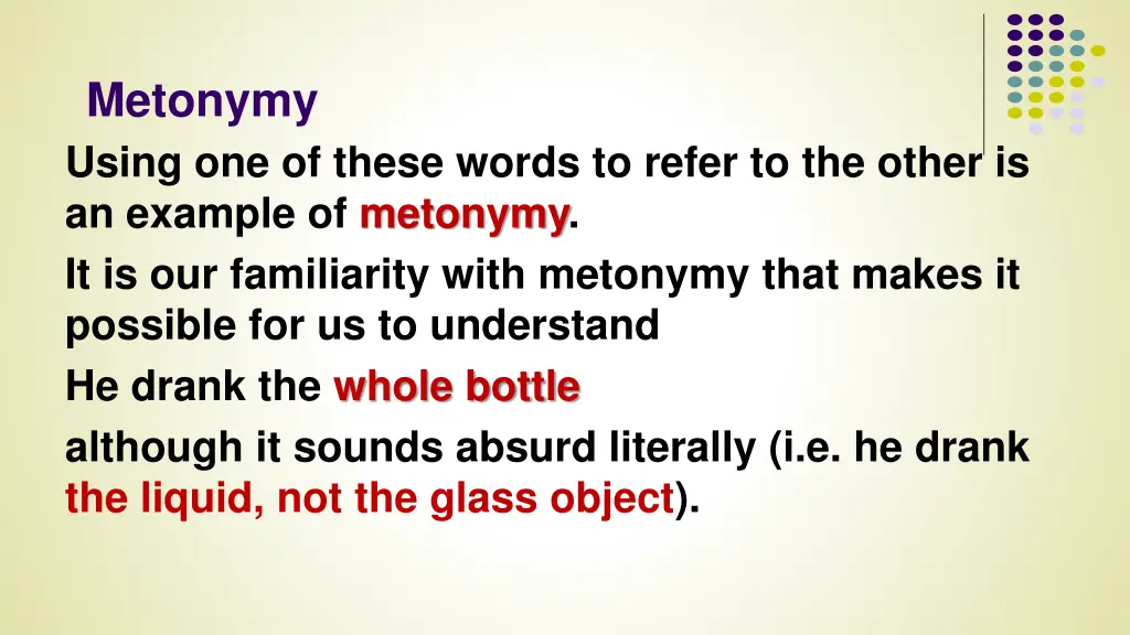 metonymy using one of these words to refer