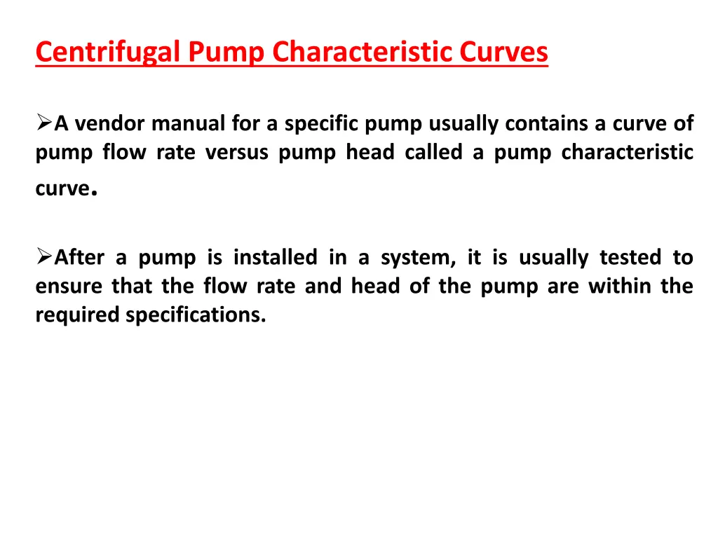 centrifugal pump characteristic curves