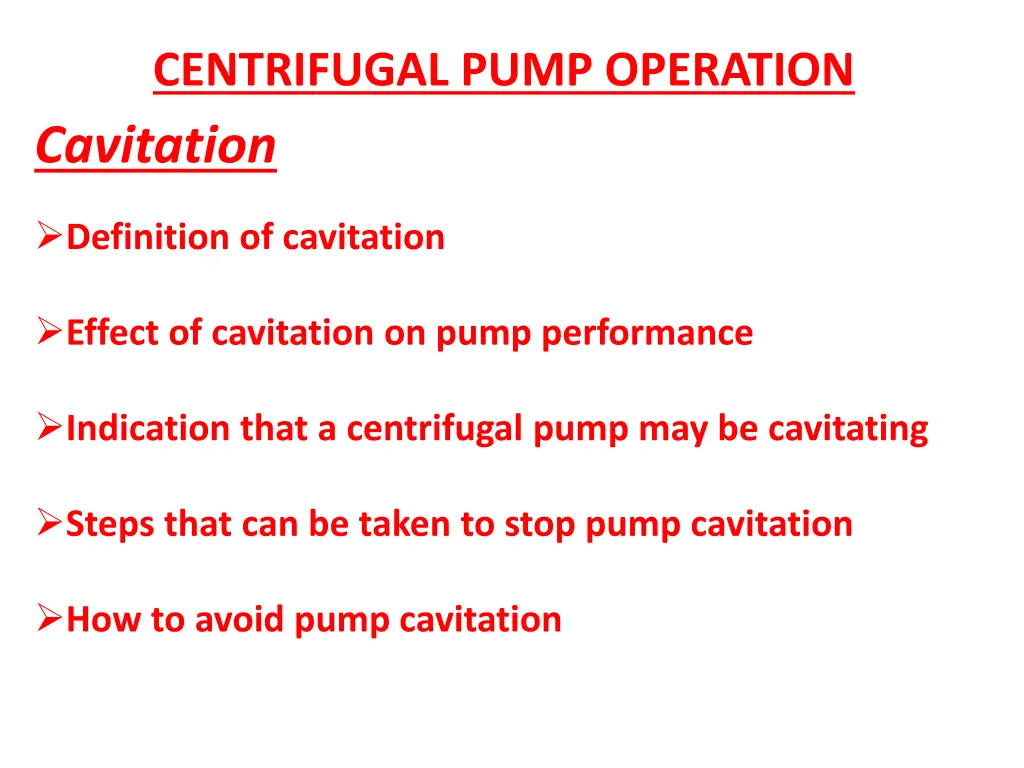 centrifugal pump operation