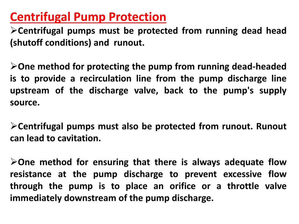 centrifugal pump protection centrifugal pumps