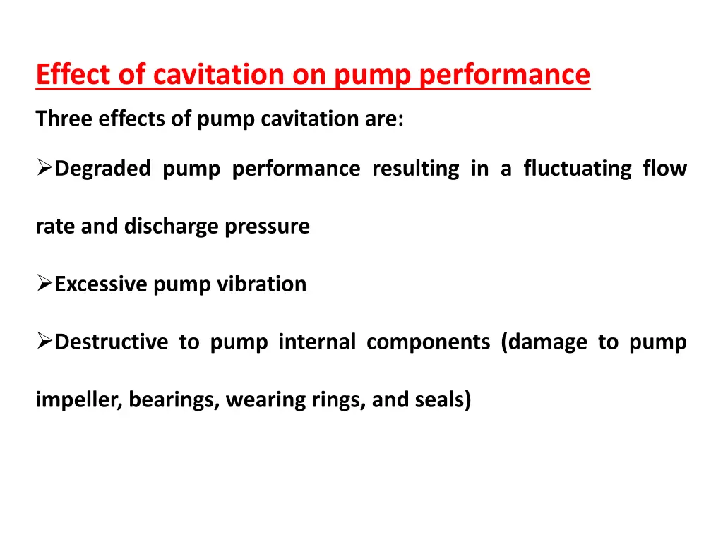 effect of cavitation on pump performance