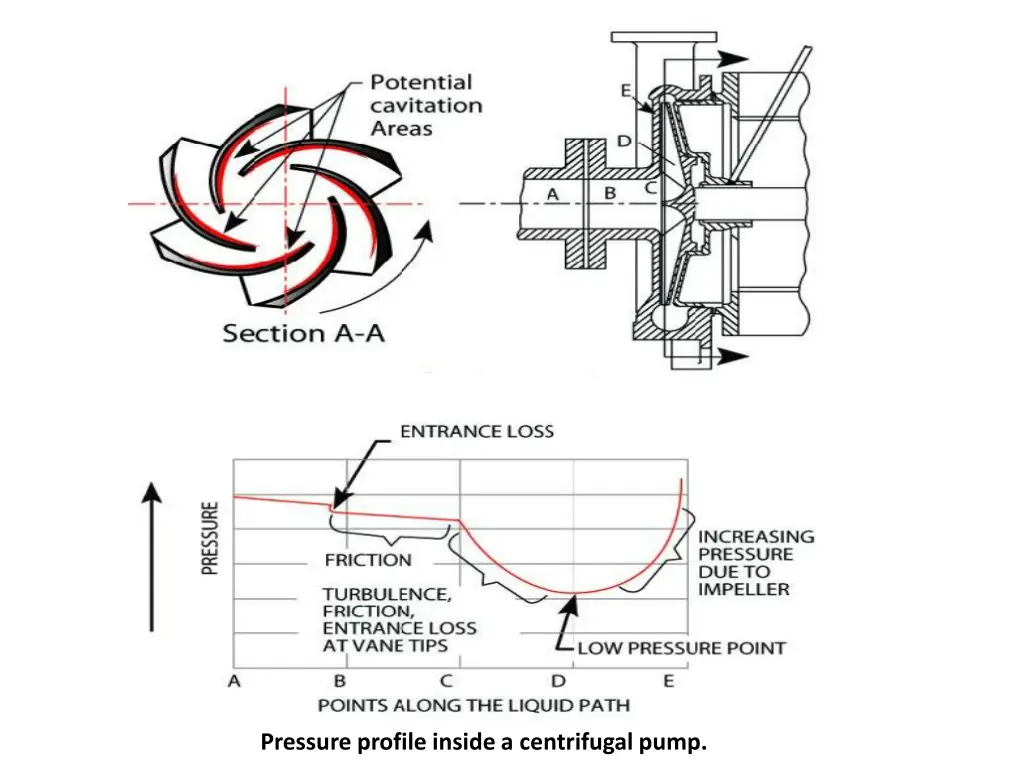 pressure profile inside a centrifugal pump