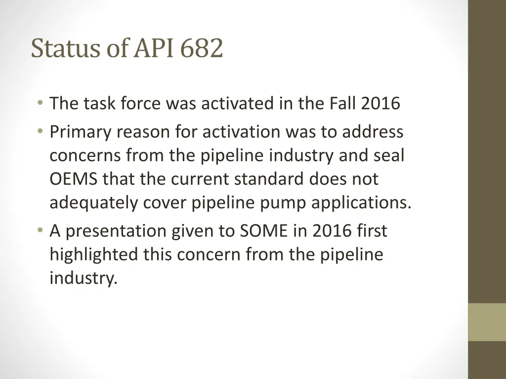 status of api 682