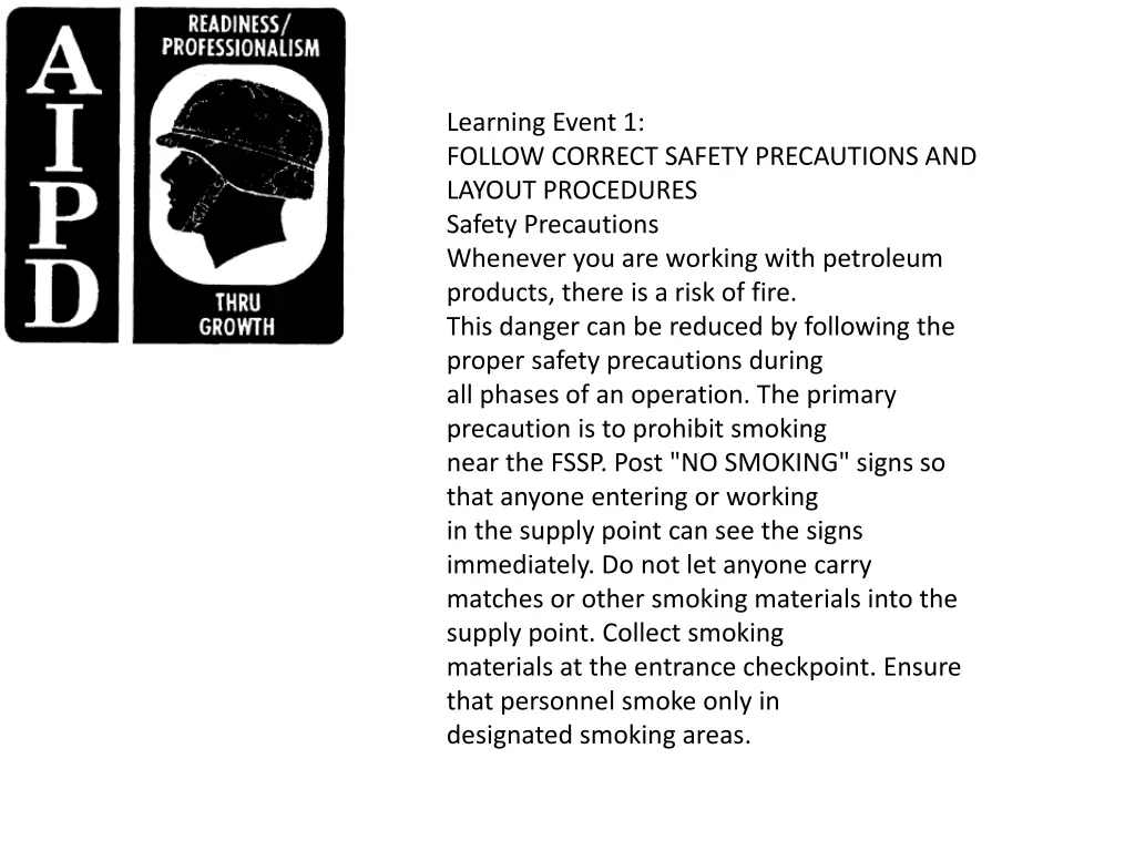 learning event 1 follow correct safety