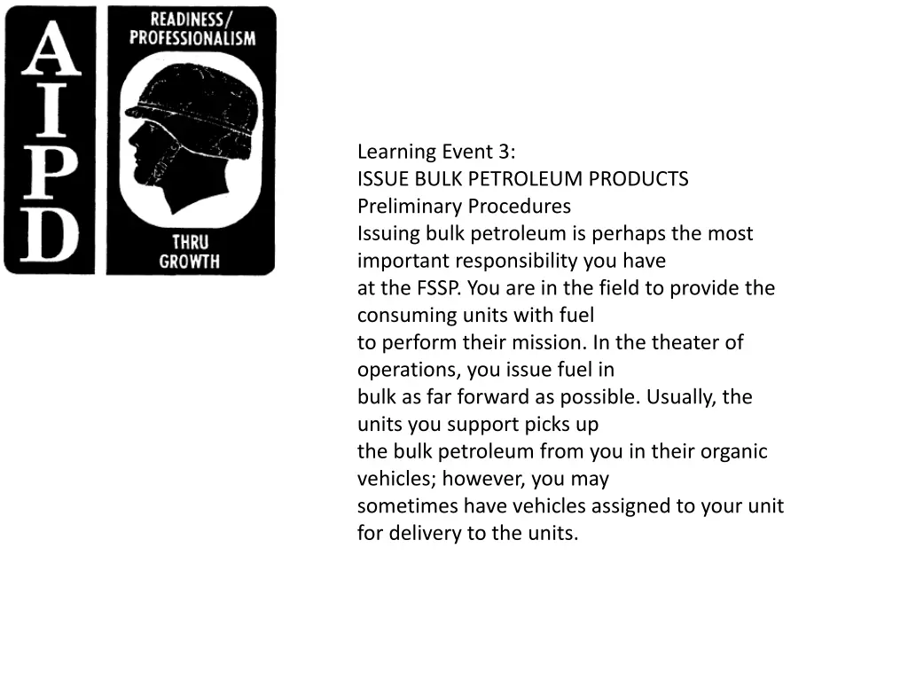 learning event 3 issue bulk petroleum products