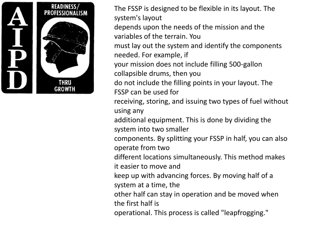 the fssp is designed to be flexible in its layout