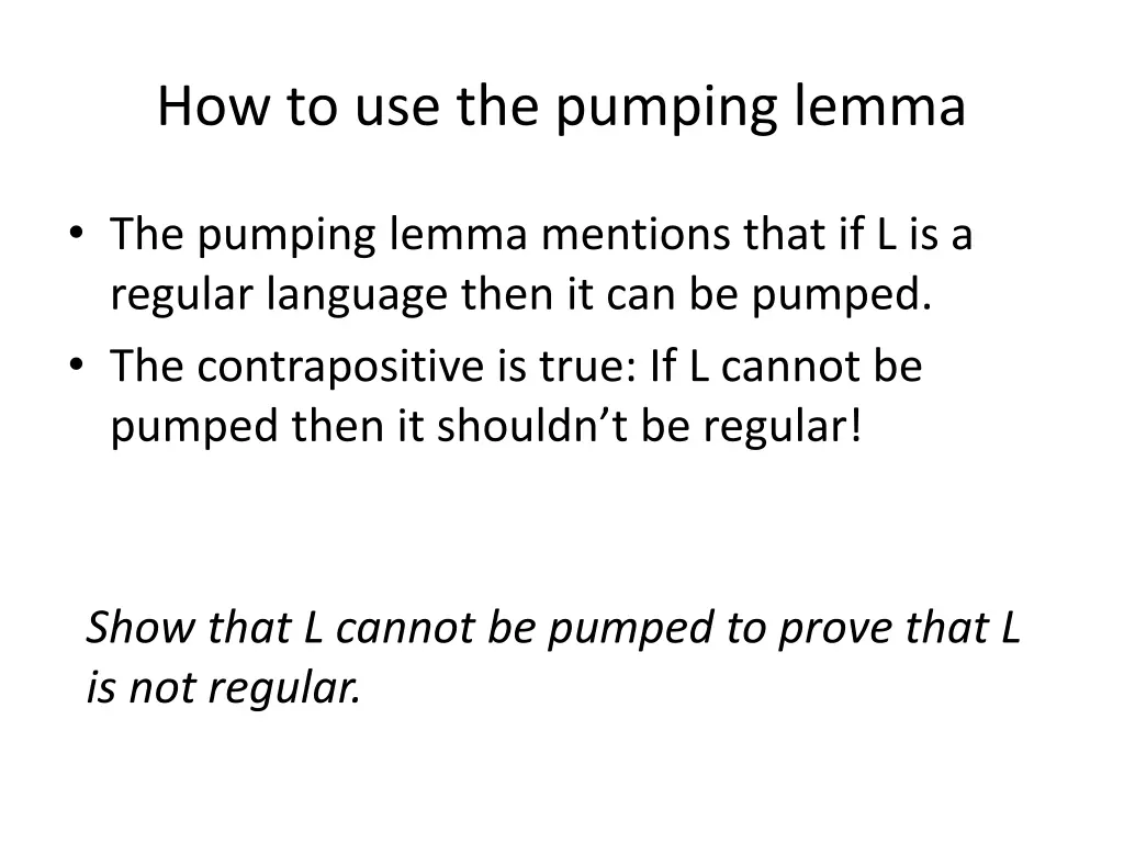 how to use the pumping lemma