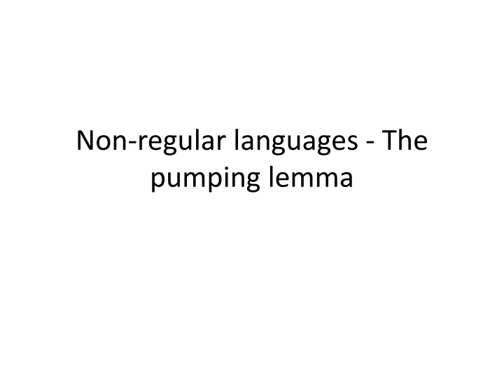 non regular languages the pumping lemma