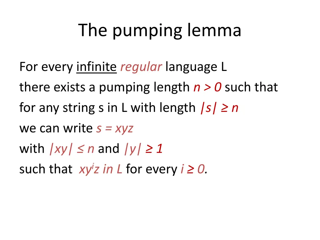 the pumping lemma