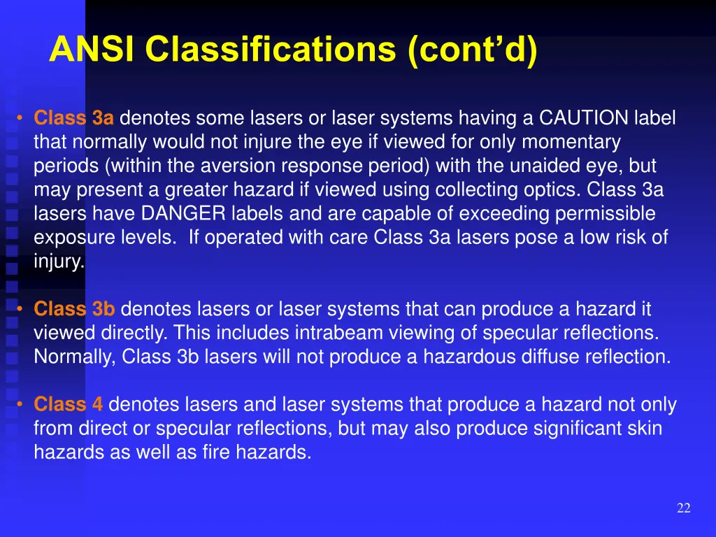 ansi classifications cont d