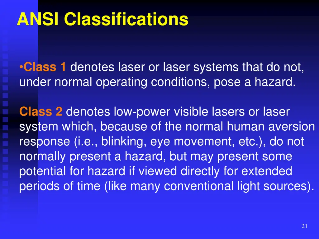 ansi classifications