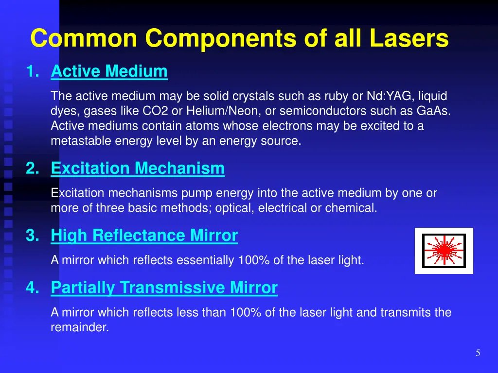 common components of all lasers