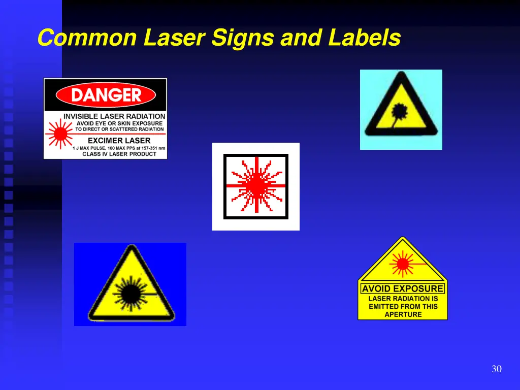 common laser signs and labels