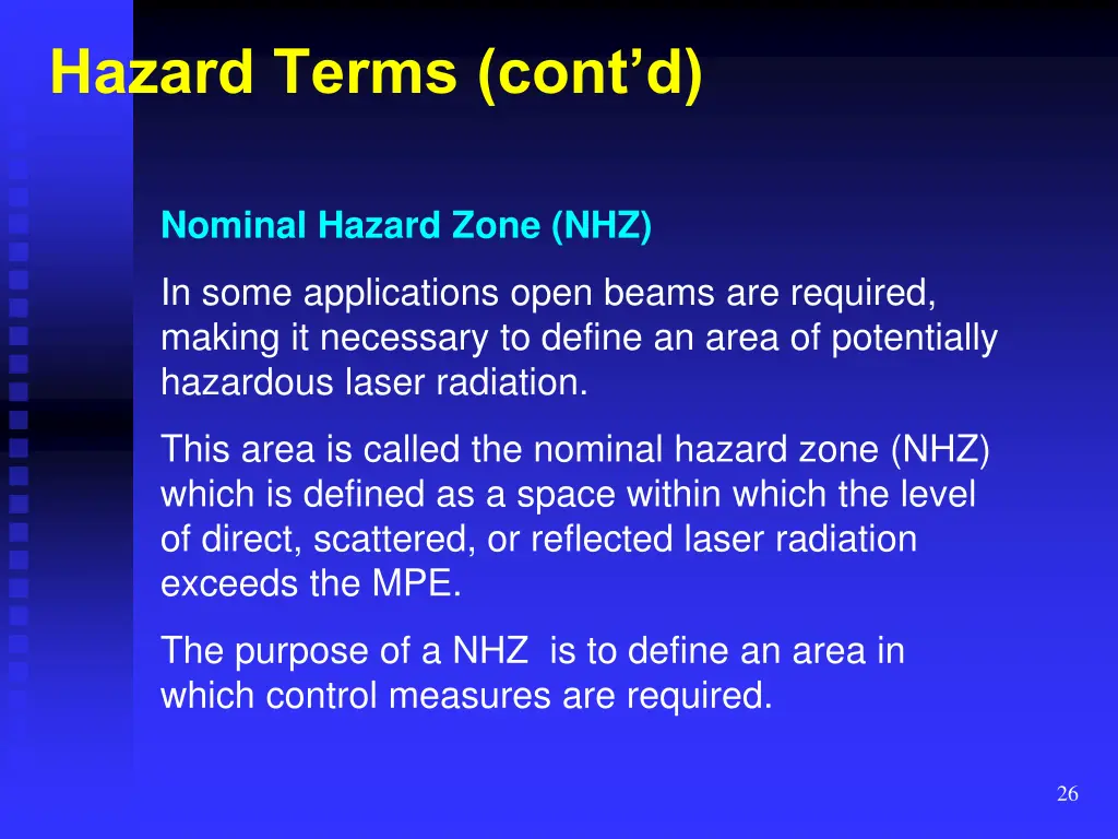 hazard terms cont d