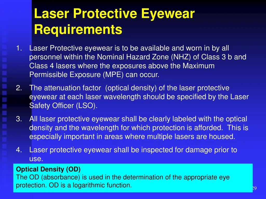 laser protective eyewear requirements