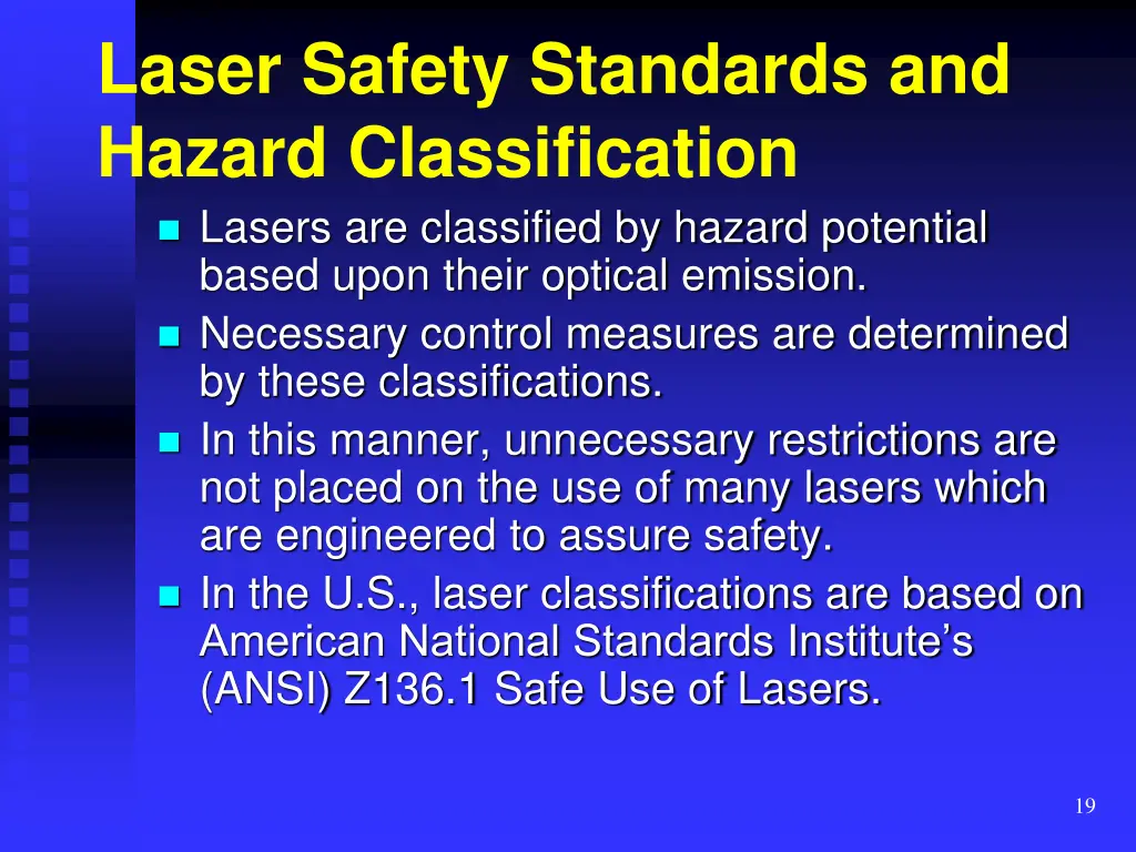 laser safety standards and hazard classification