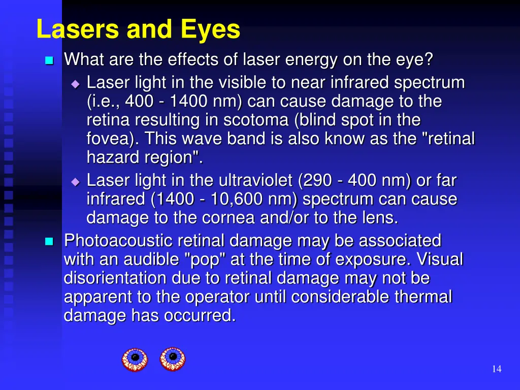 lasers and eyes what are the effects of laser