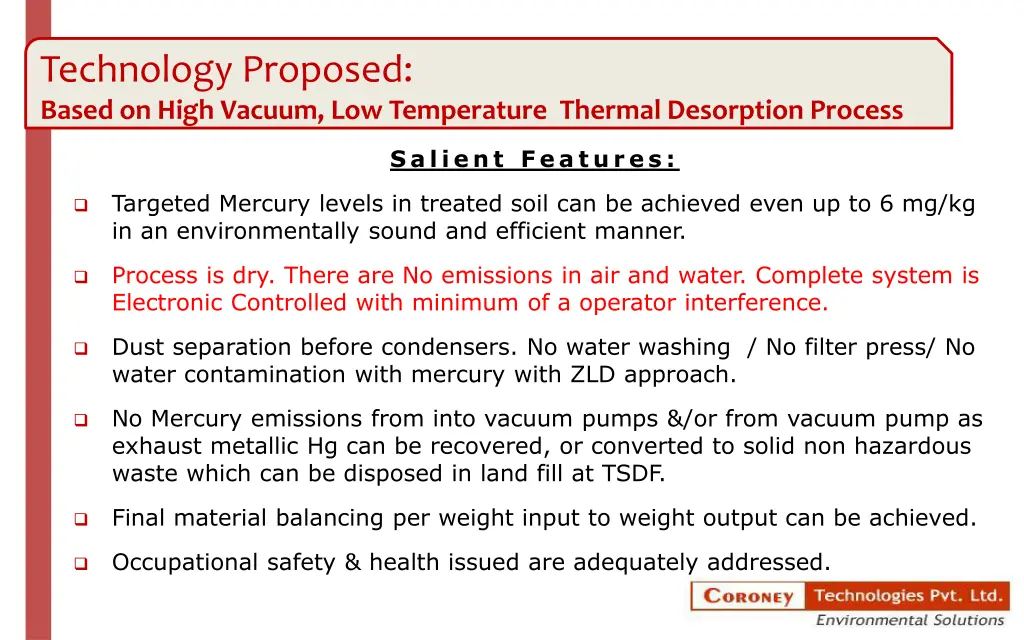 technology proposed based on high vacuum