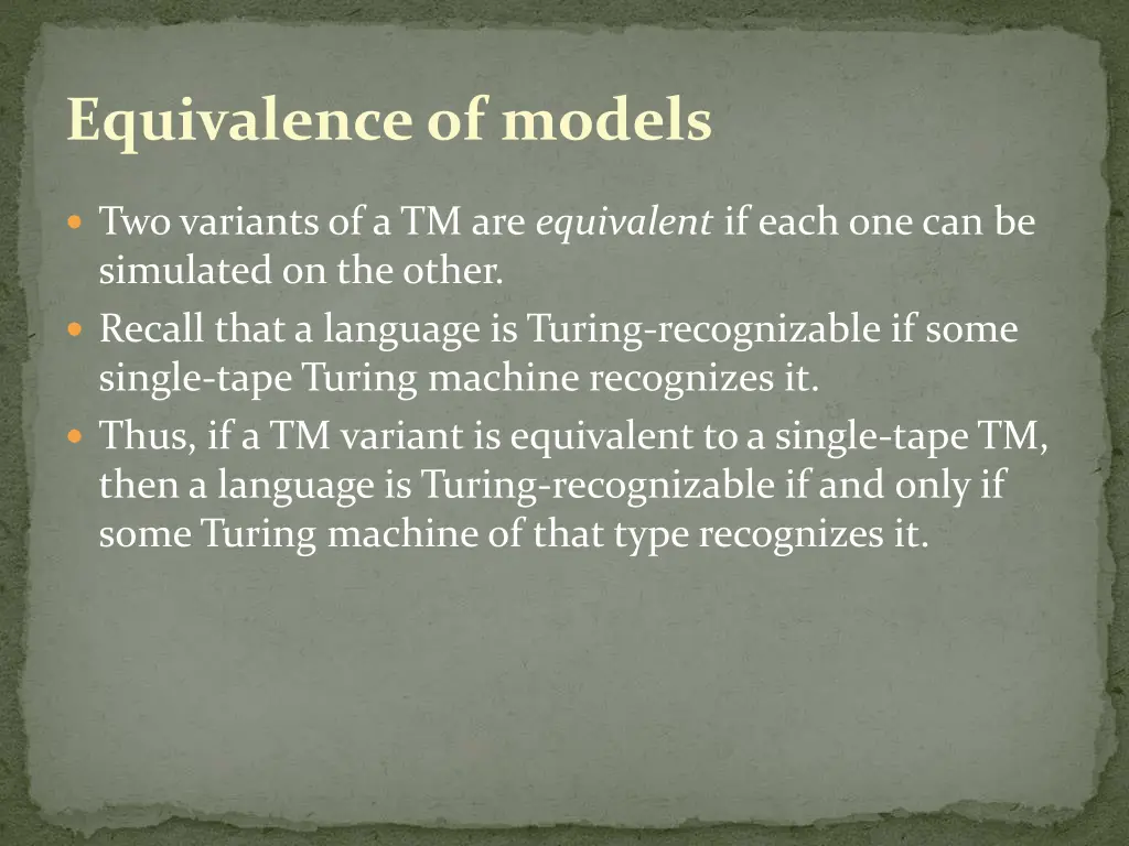 equivalence of models