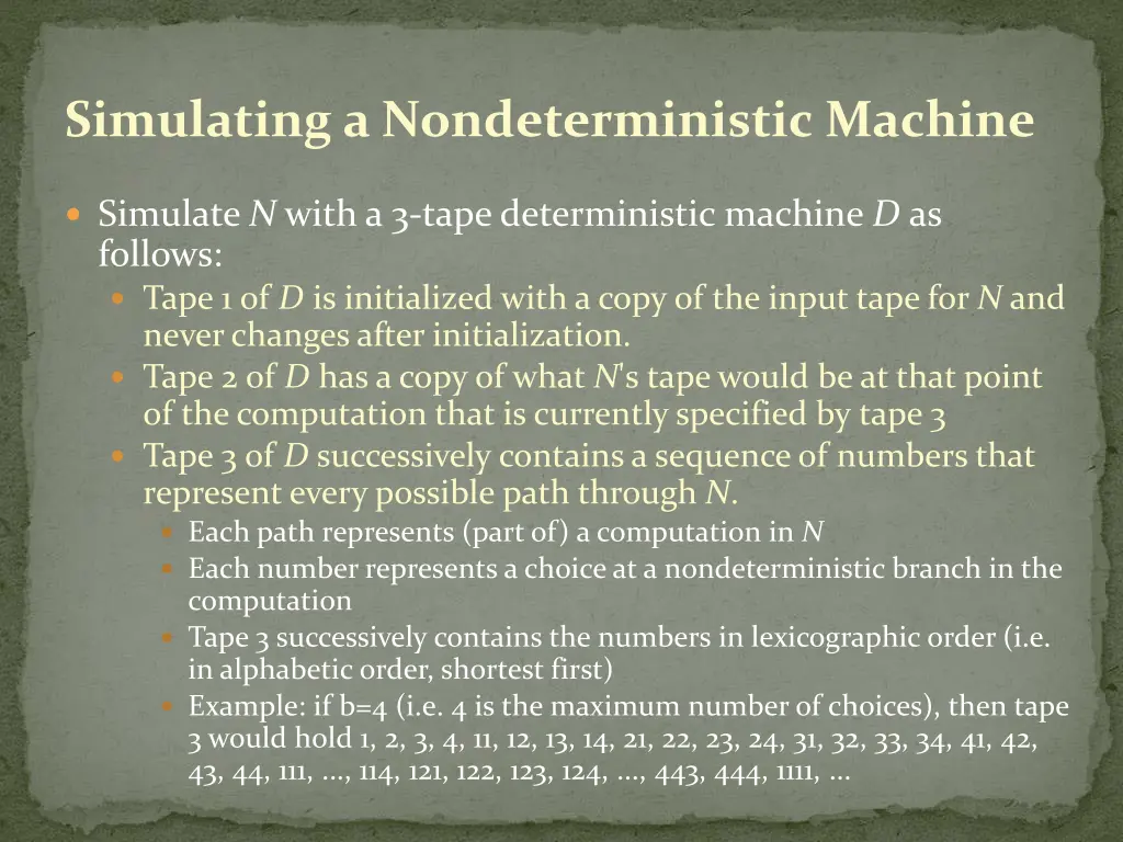 simulating a nondeterministic machine