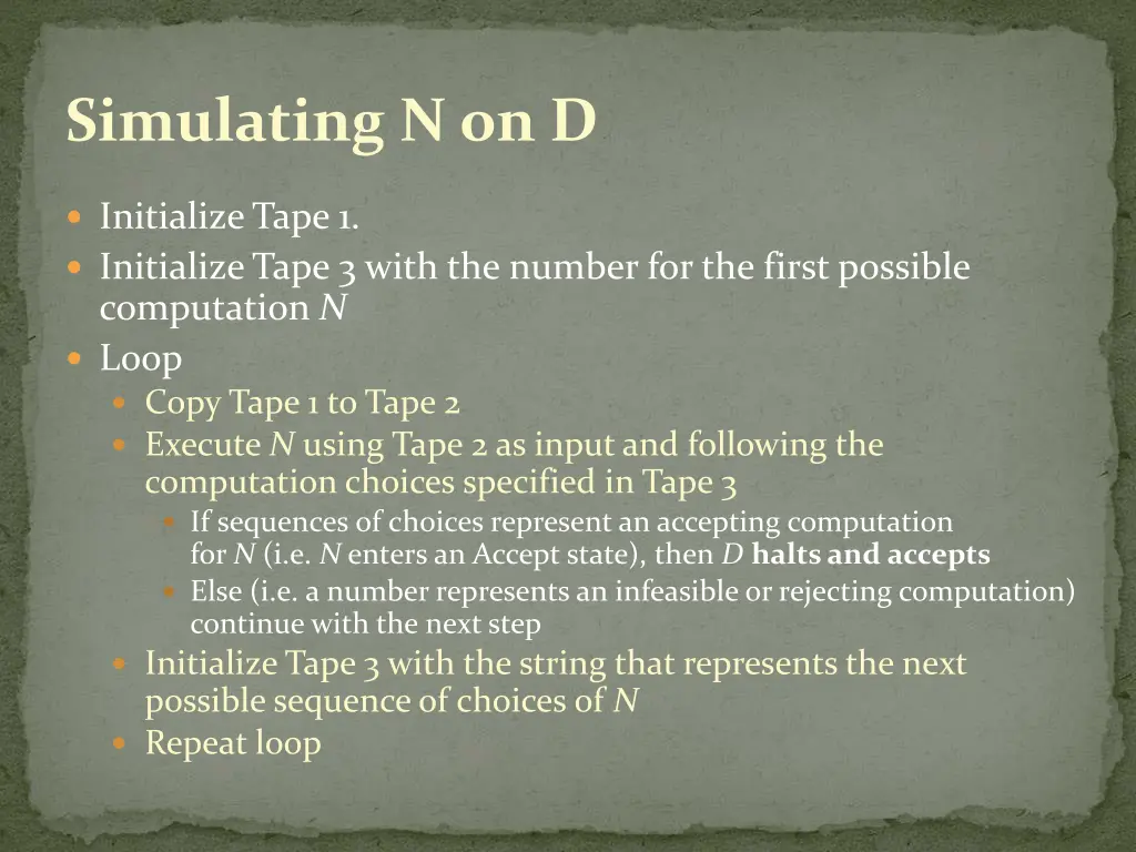 simulating n on d