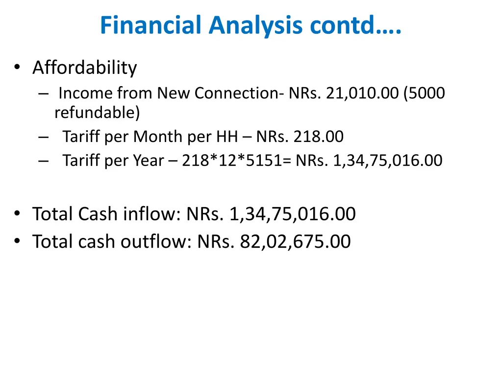 financial analysis contd