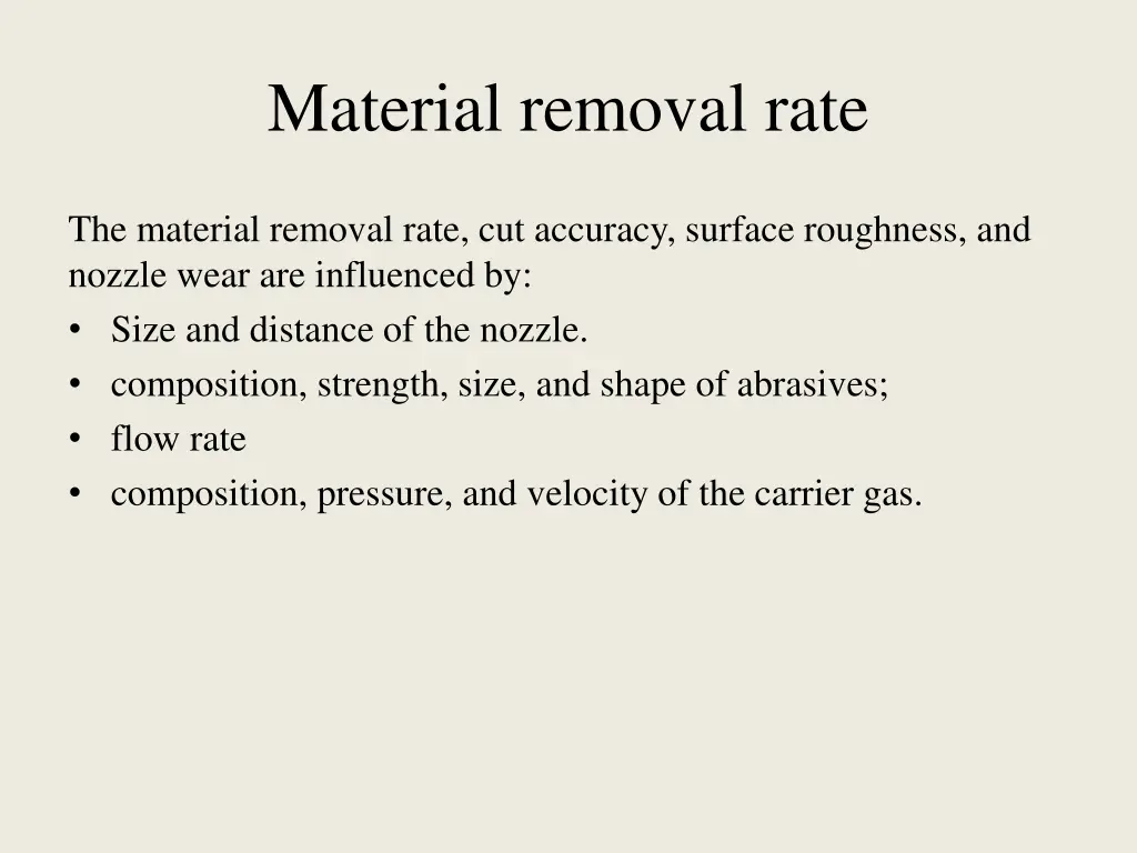 material removal rate