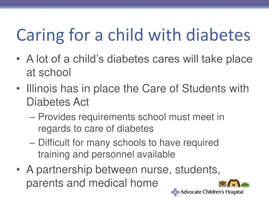 caring for a child with diabetes