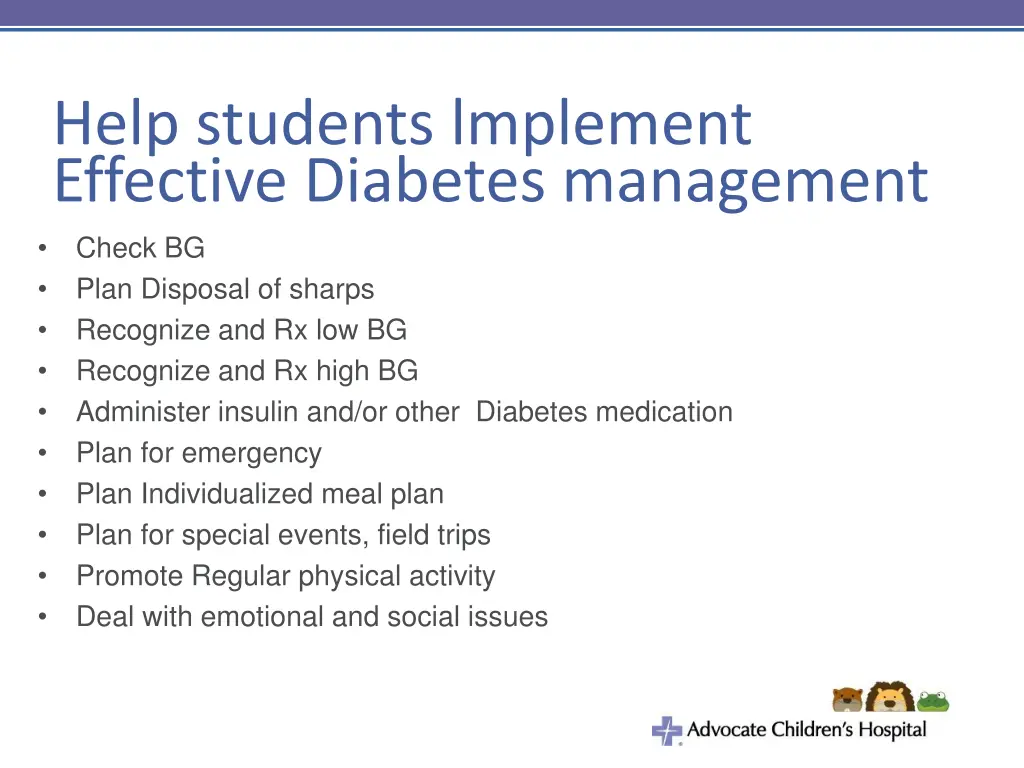 help students lmplement effective diabetes