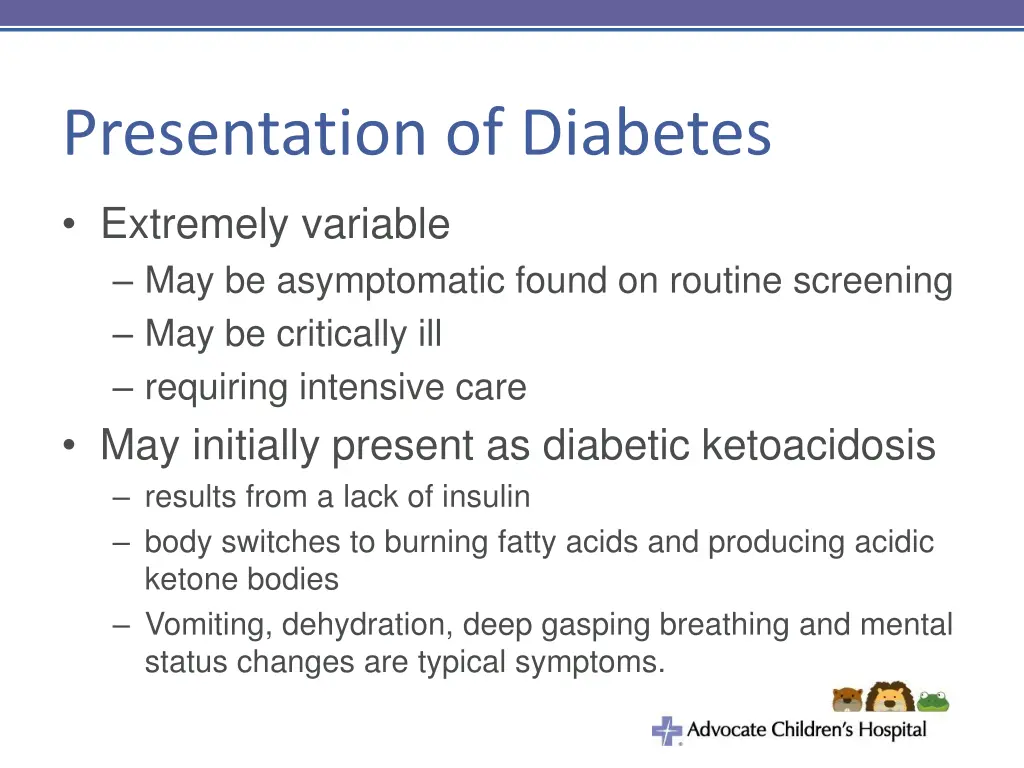 presentation of diabetes