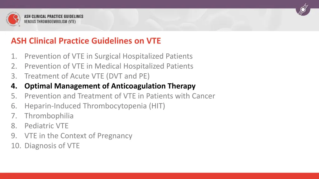 ash clinical practice guidelines on vte