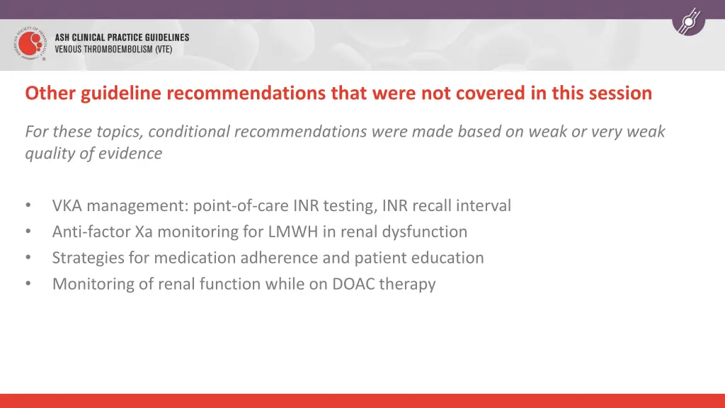 other guideline recommendations that were