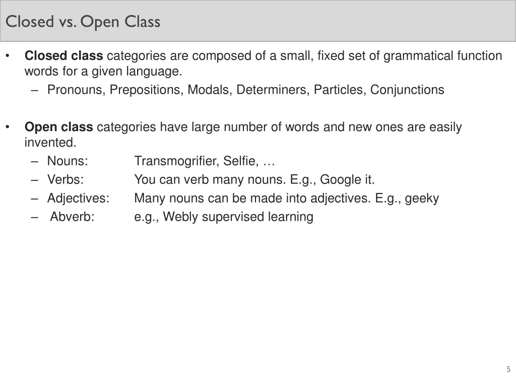 closed vs open class