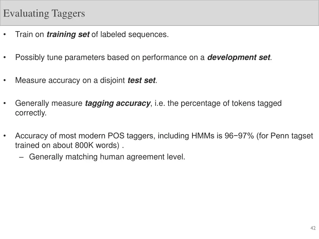 evaluating taggers