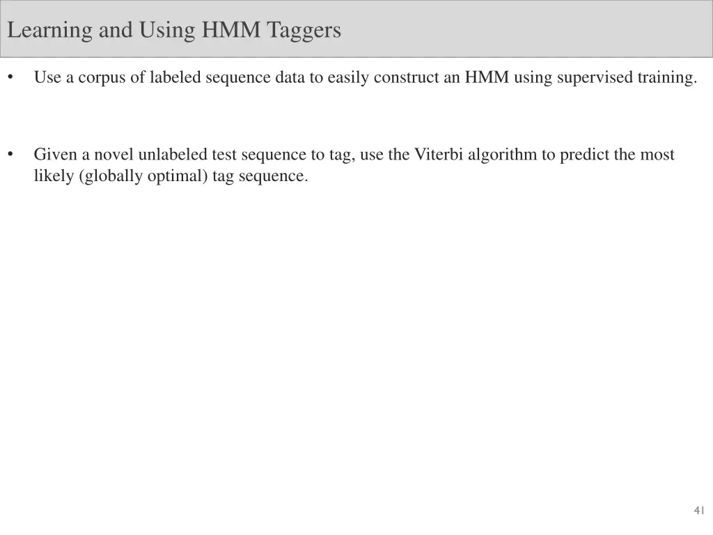 learning and using hmm taggers