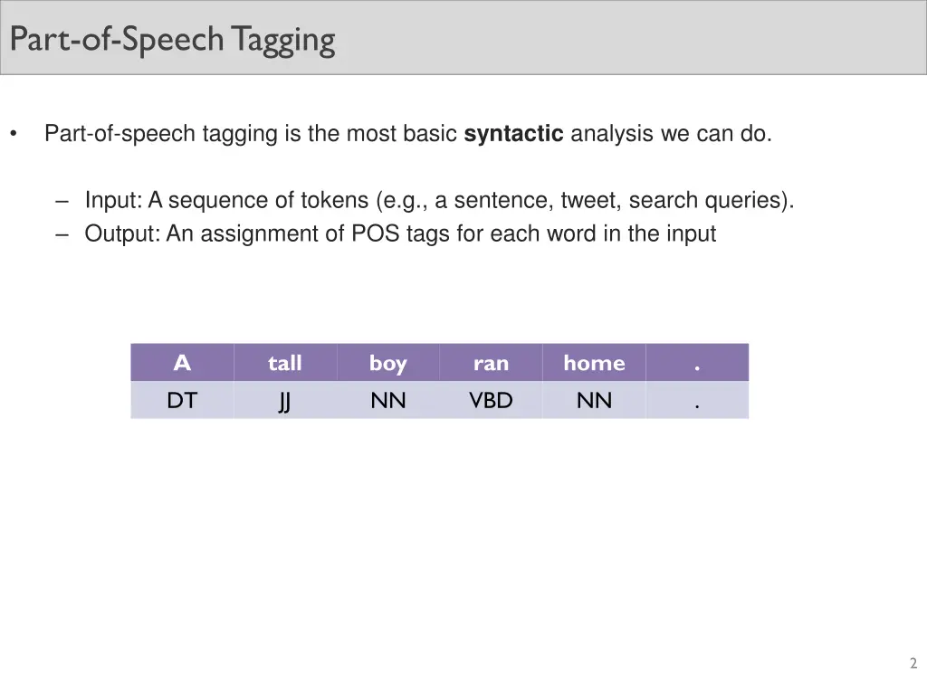 part of speech tagging 1