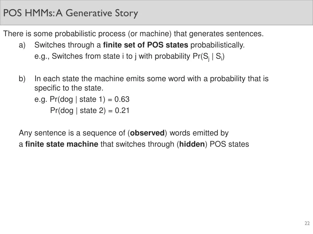 pos hmms a generative story