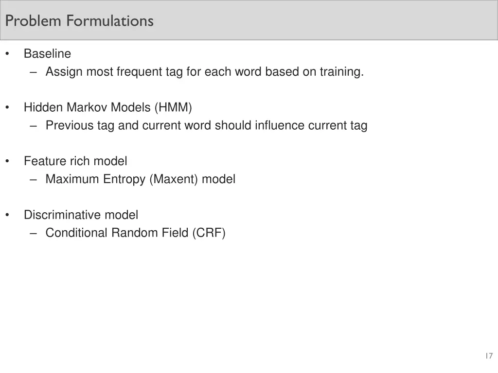 problem formulations