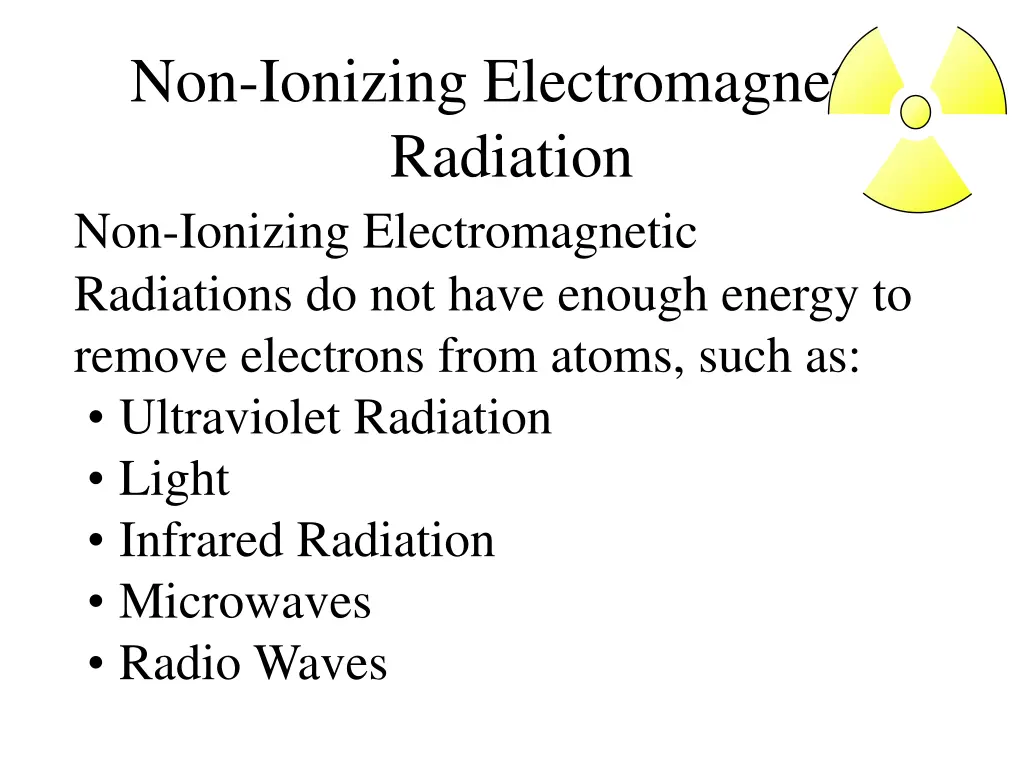 non ionizing electromagnetic radiation