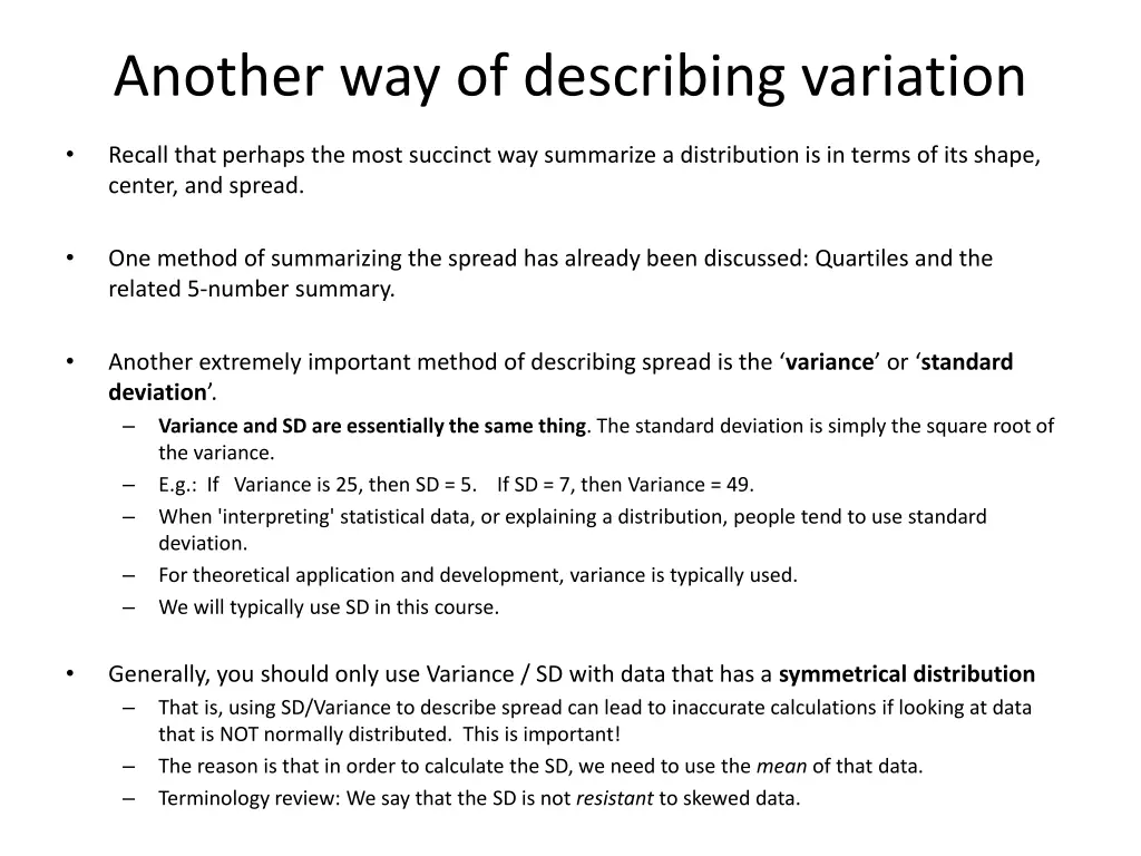 another way of describing variation