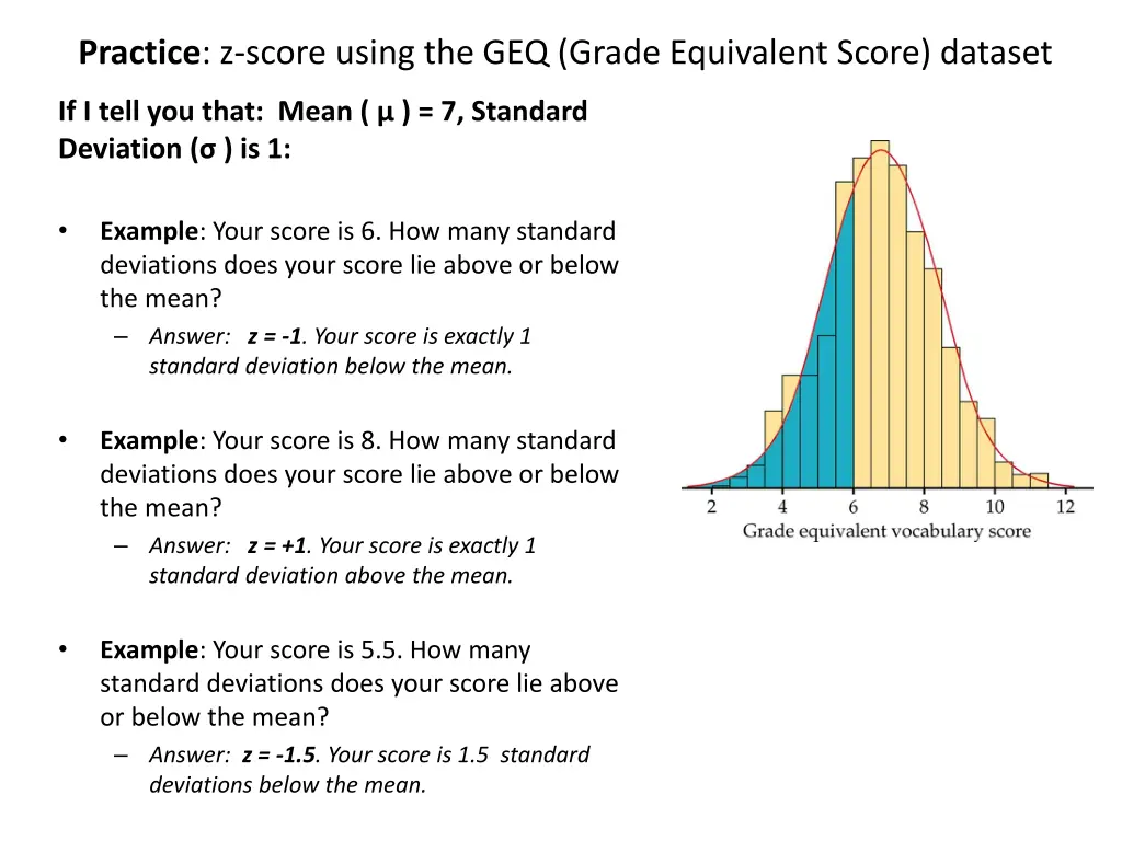 practice z score using the geq grade equivalent