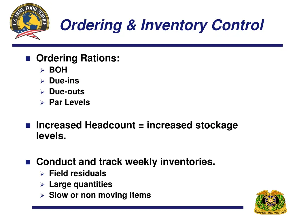 ordering inventory control