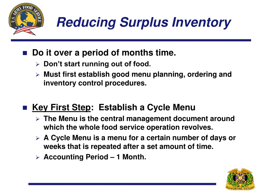 reducing surplus inventory