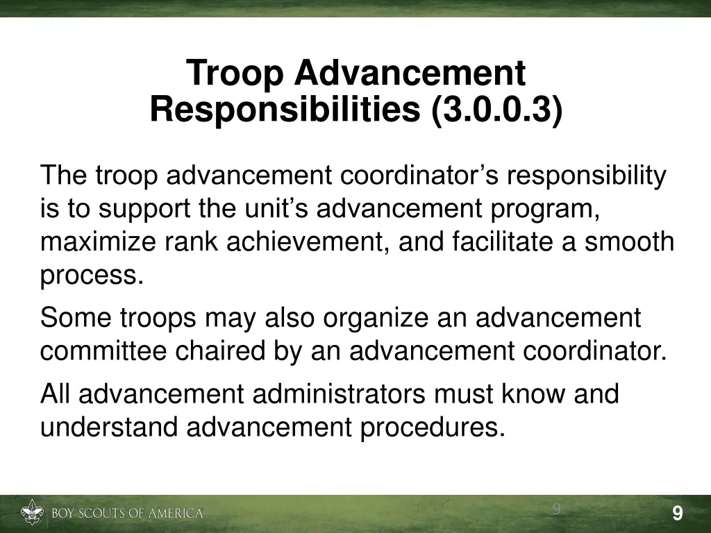 troop advancement responsibilities 3 0 0 3