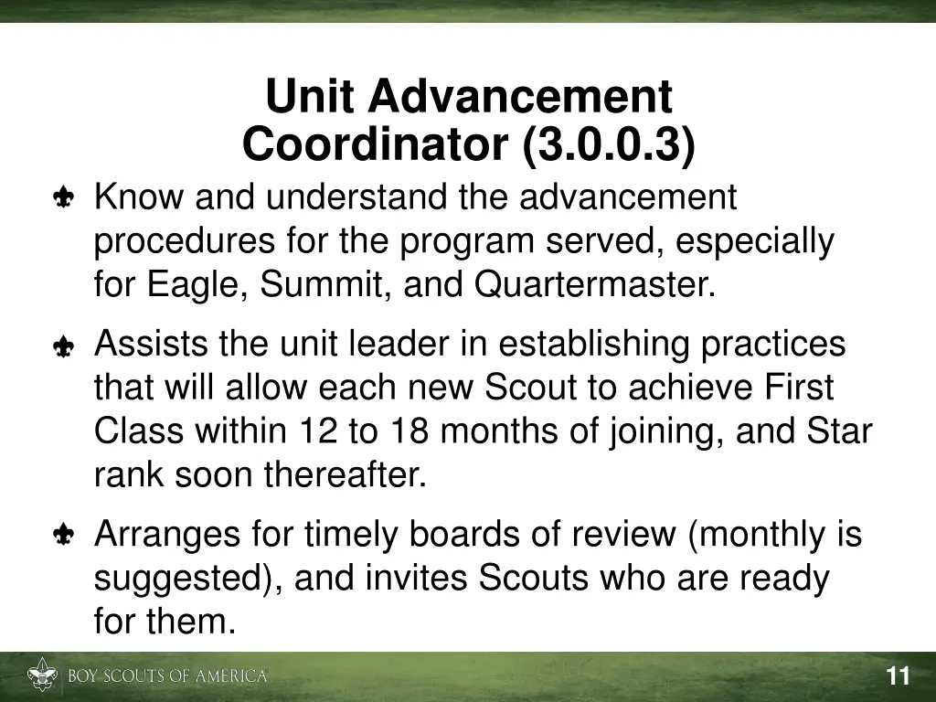 unit advancement coordinator 3 0 0 3 1