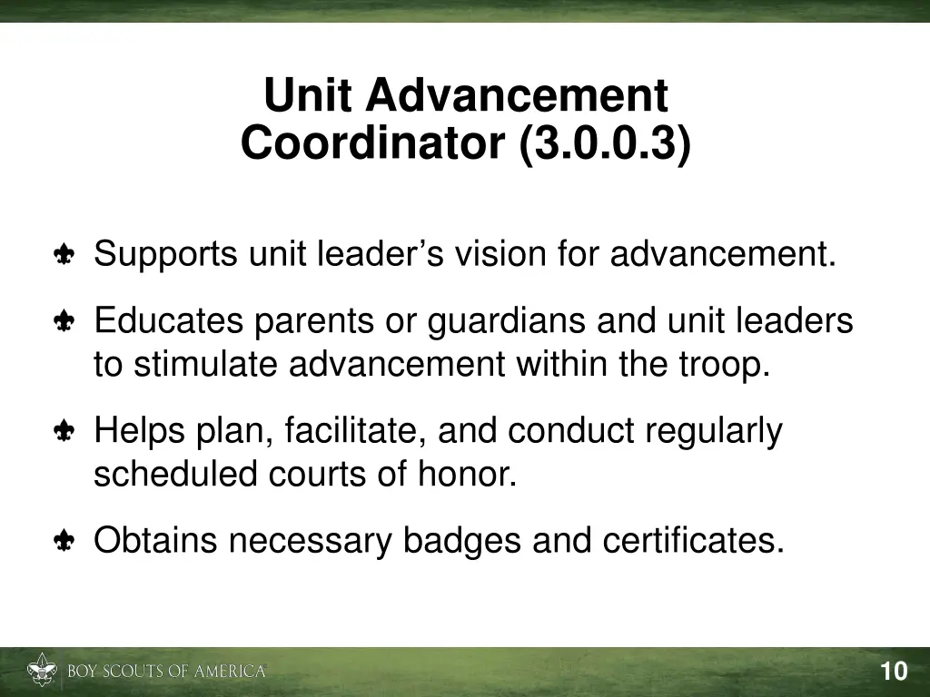 unit advancement coordinator 3 0 0 3