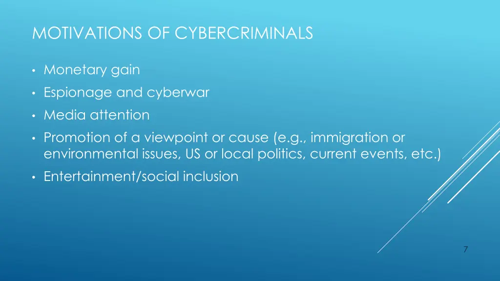 motivations of cybercriminals