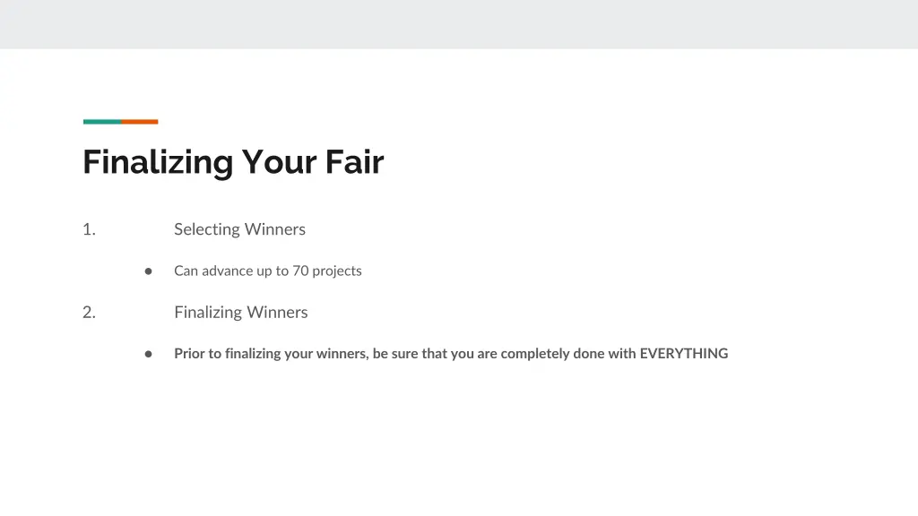 finalizing your fair